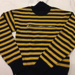 SONIA RYKEIL Womens Beautiful Navy & Yellow Striped Turtleneck- Great Condition